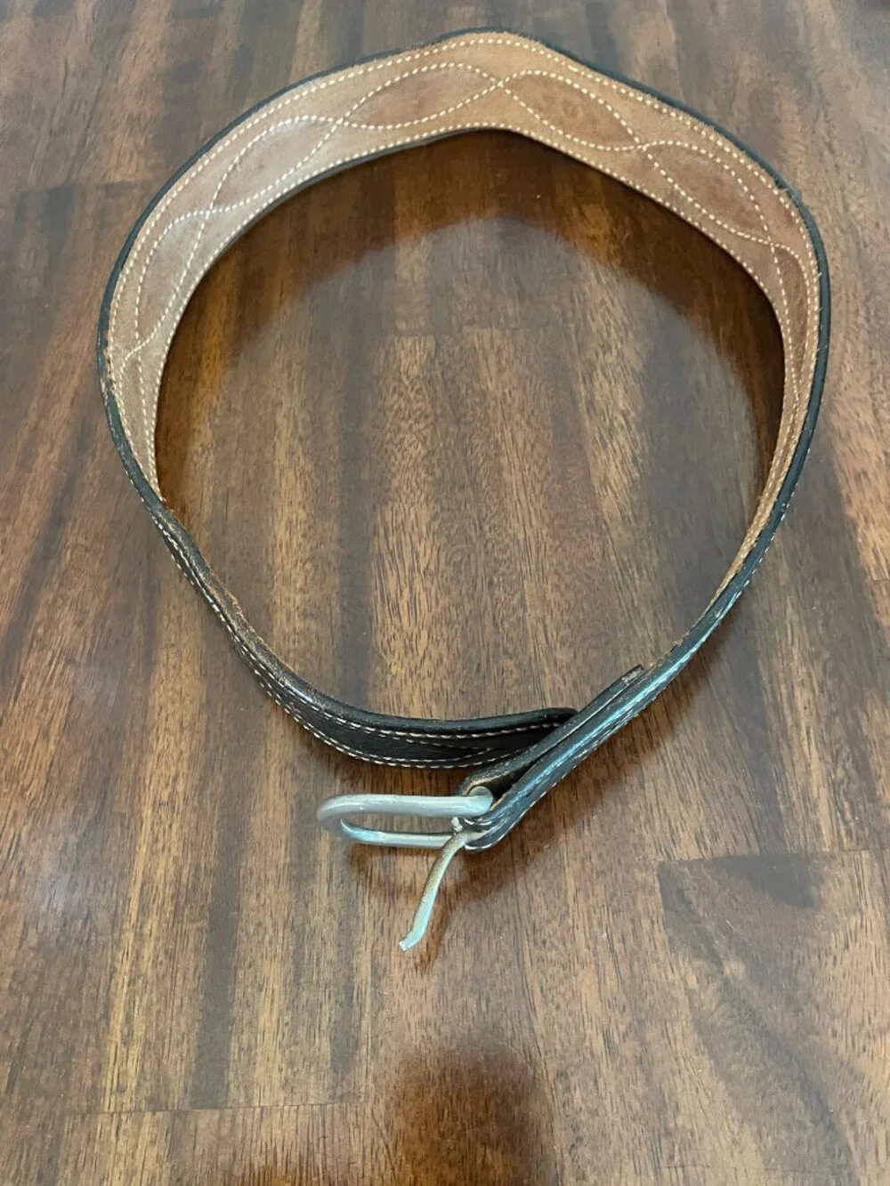 Tooled Leather Brown Belt 34